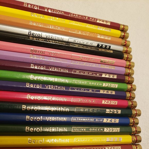 BEROL VERITHIN LEAD ART PENCILS - SET OF 24 COLORED PENCILS - 731 - TRUE VINTAGE - Picture 2 of 12